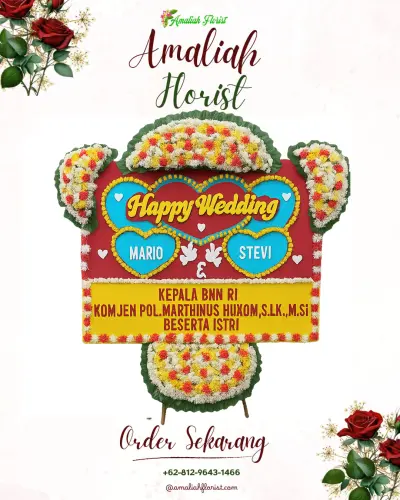Karangan Papan Bunga Pernikahan di Mawa